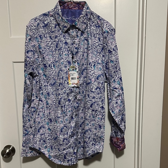 Robert Graham Blue and Purple Floral Button Down Shirt